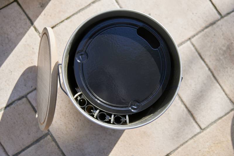 The barbecue takes up little space once stored